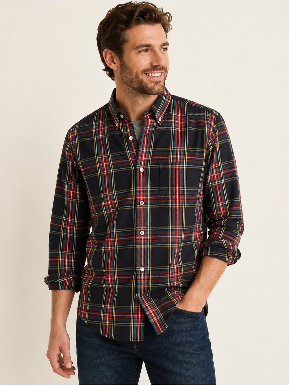 J Crew Flex Plaid Shirt Mens M Slim Untucked Stretch Cotton‎ Button Down Preppy